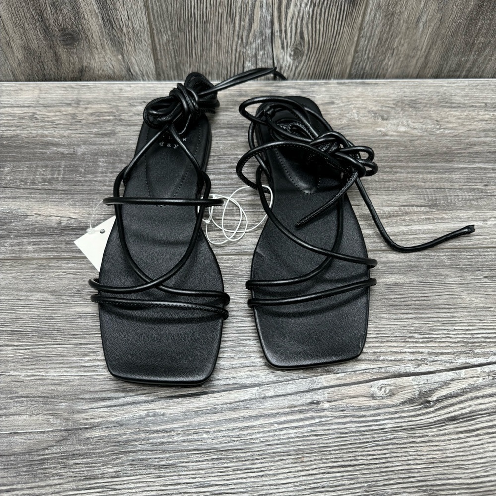Women's Meena Lace-Up Sandals - A New Day Black - Picture 7 of 8